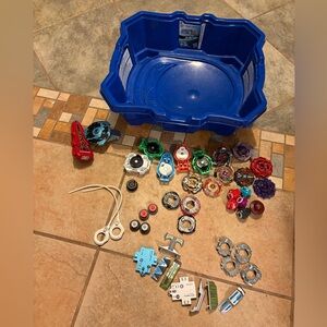 Beyblade Burst Battle Stadium Arena With Lot Of Beyblades And Pieces
